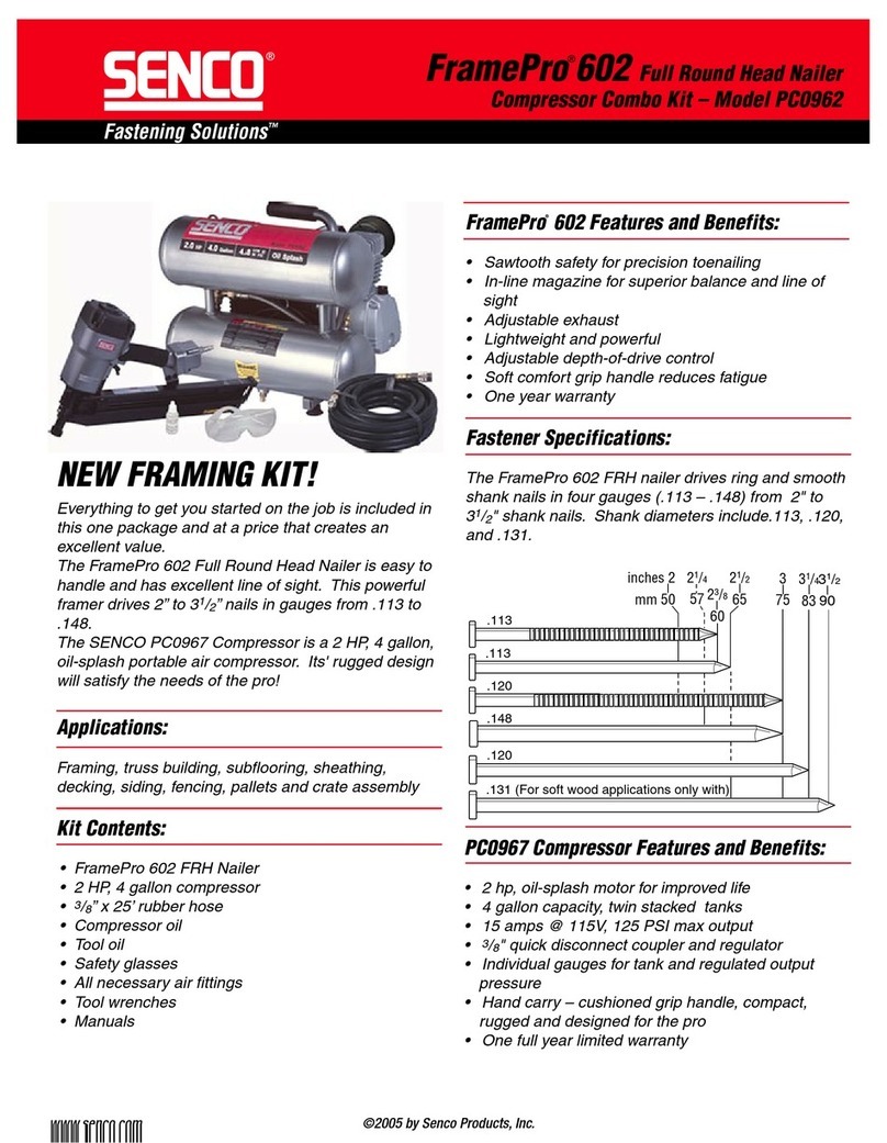 Senco FramePro 602 Specification sheet