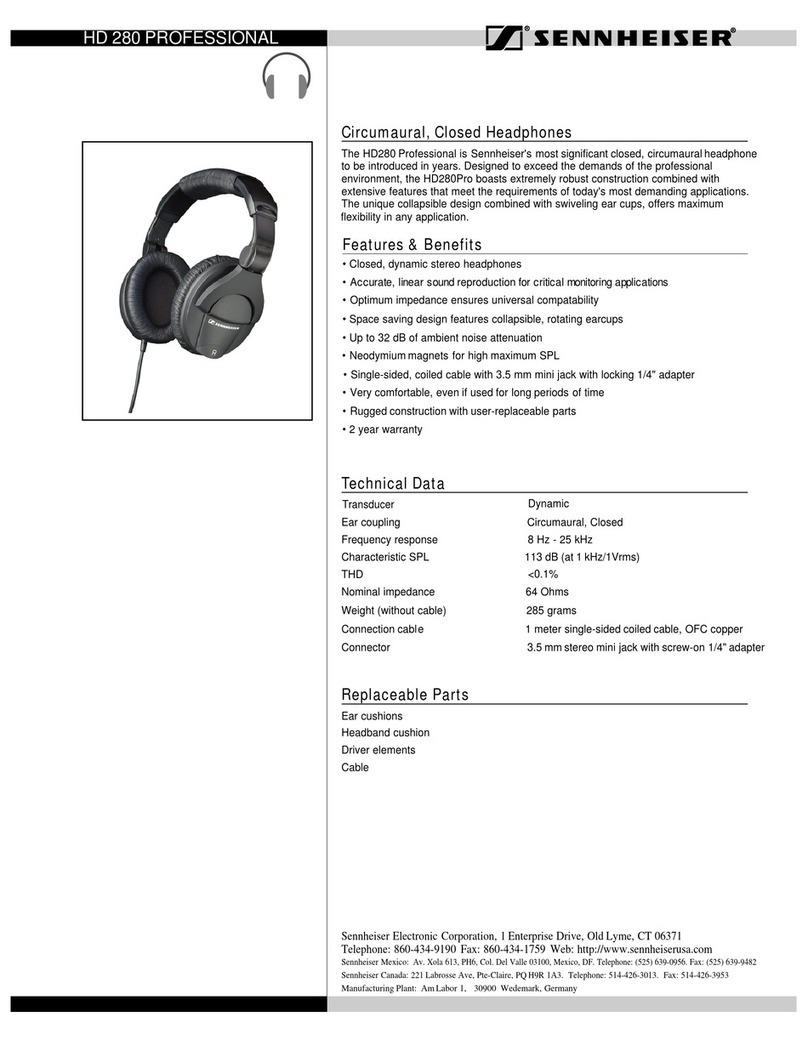 Sennheiser CX HD 280 Specification sheet