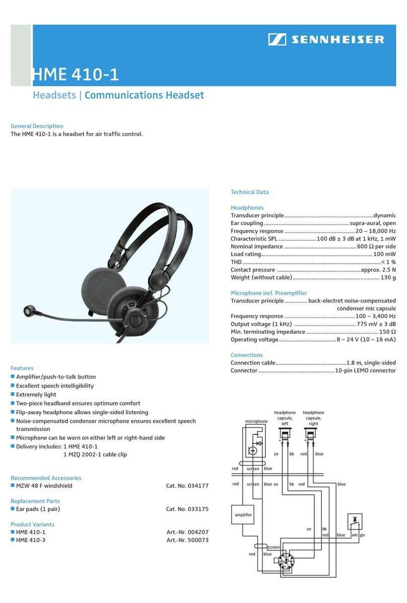 Sennheiser Communications Headset HME 410-1 Technical data