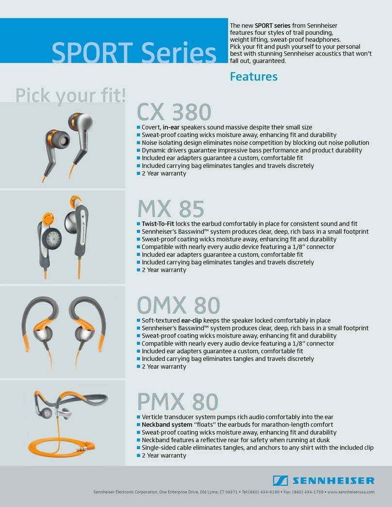 Sennheiser Sport MX 85 Specification sheet