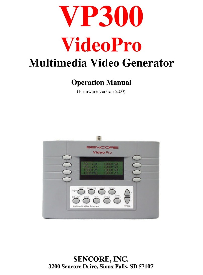Sencore VP300 VideoPro Operation manual