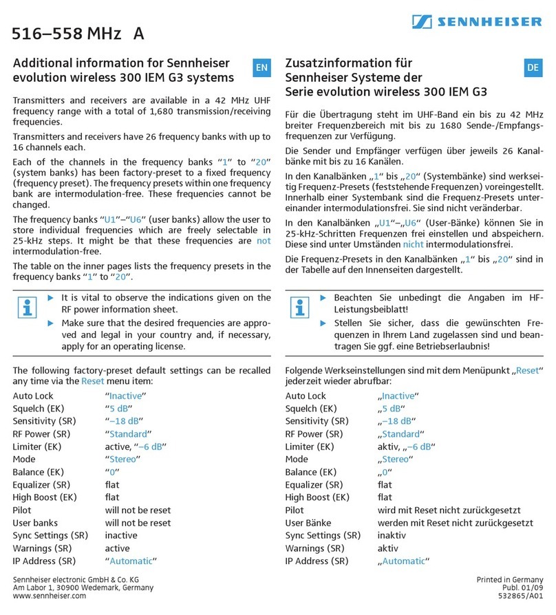 Sennheiser ew 300 IEM G3 User manual Sennheiser ew 300 IEM G3 User manual