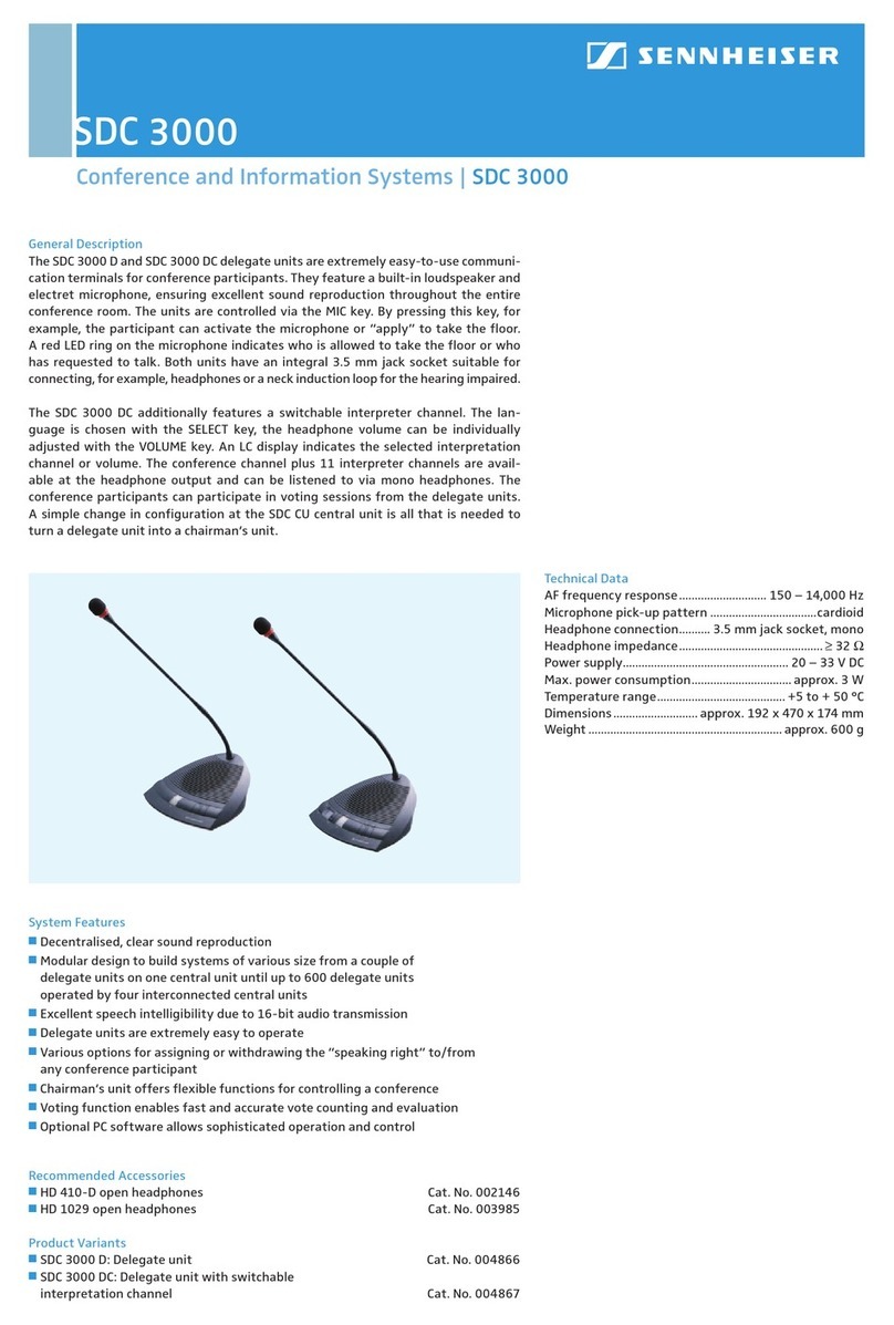 Sennheiser CONFERENCE AND INFORMATION SYSTEMS SDC 3000 Instruction manual