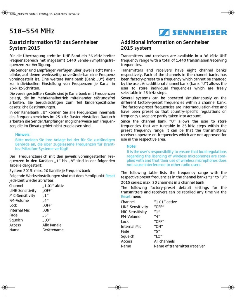 Sennheiser L 2015 Installation manual