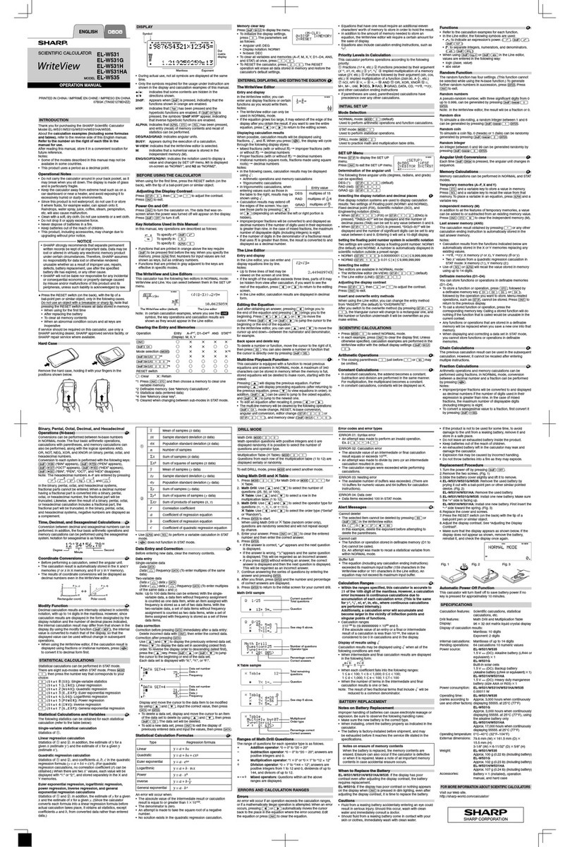 Sharp WriteView EL-W531 User manual