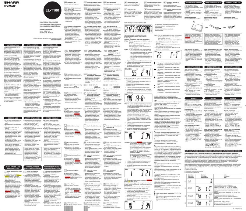 Sharp ELSIMATE EL-T100 User manual