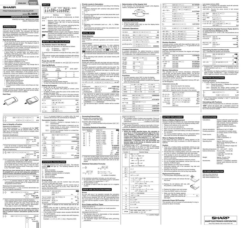 Sharp EL-500W User manual