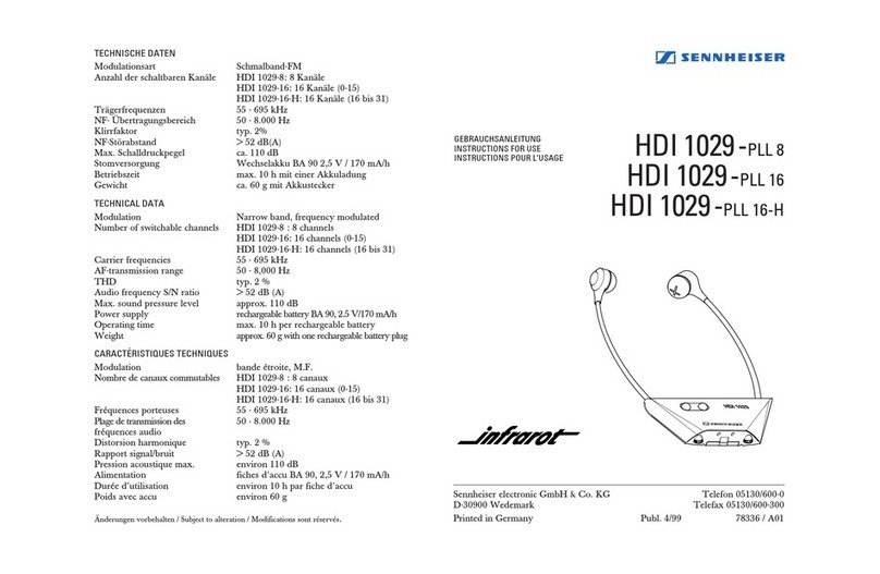 Sennheiser INFRAROT HDI 1029-PLL 16 Instructions for use