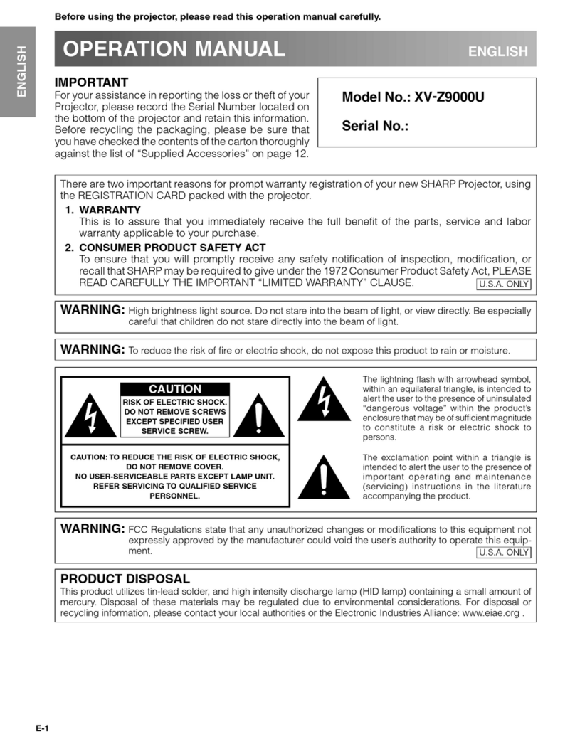 Sharp XV-Z9000U - Vision - DLP Projector User manual
