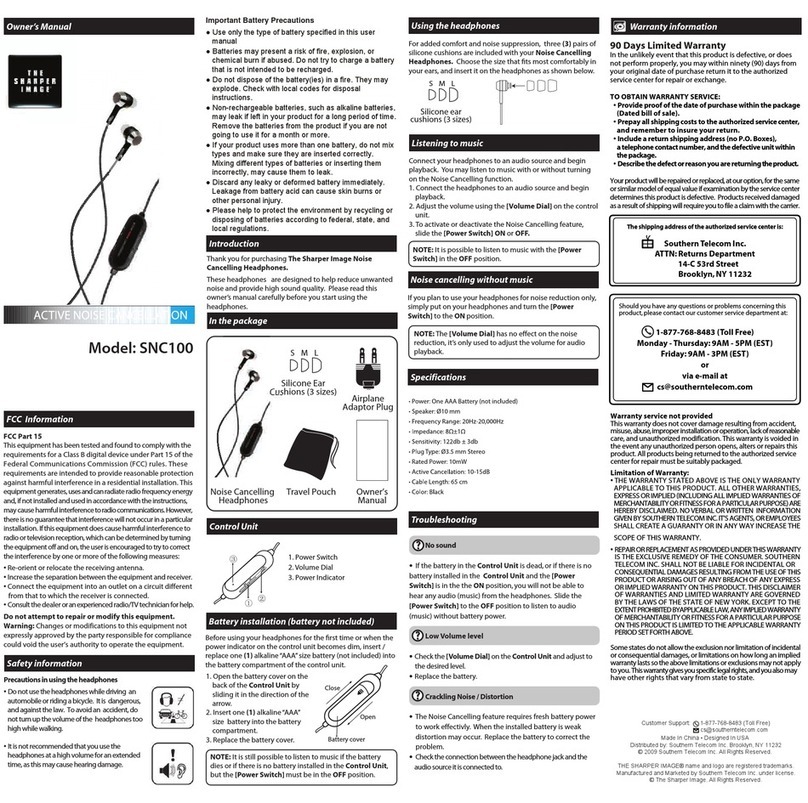 Sharper Image SNC100 owner's manual