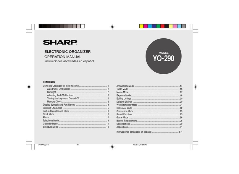 Sharp YO-290 User manual Sharp YO-290 User manual