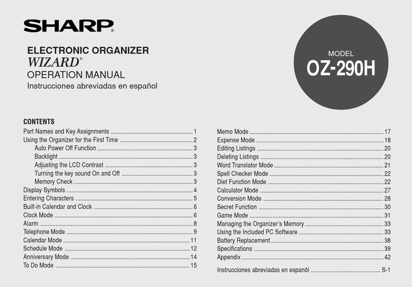 Sharp Wizard OZ-290H User manual