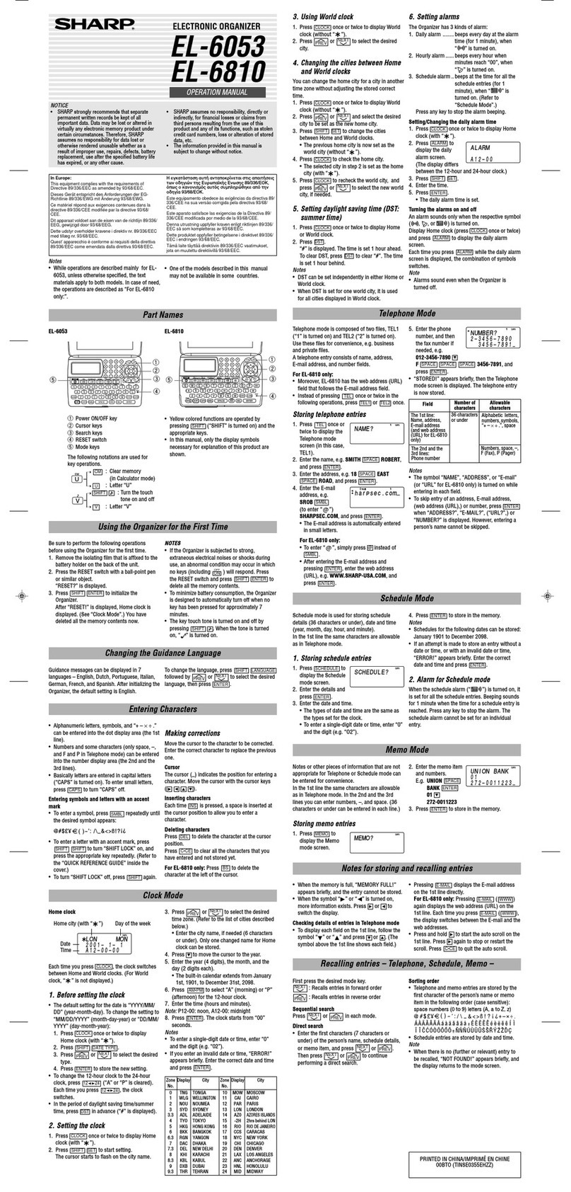 Sharp EL-6053 User manual Sharp EL-6053 User manual
