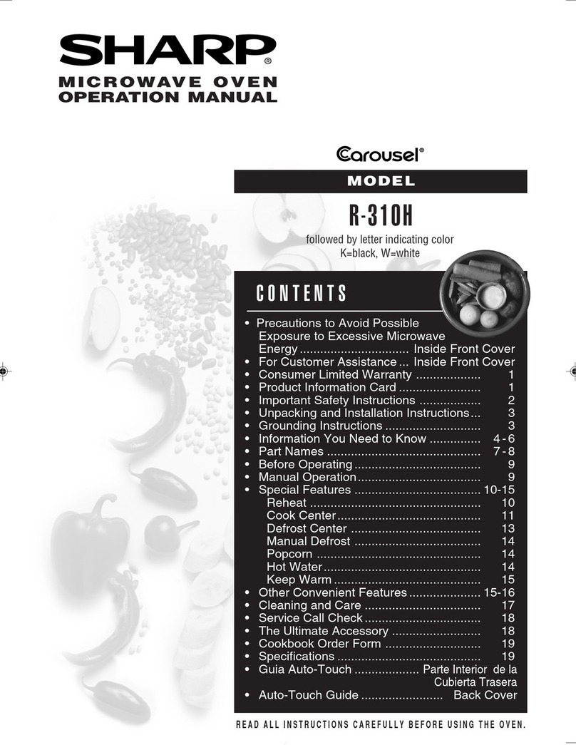 Sharp Carousel R-310H User manual Sharp Carousel R-310H User manual