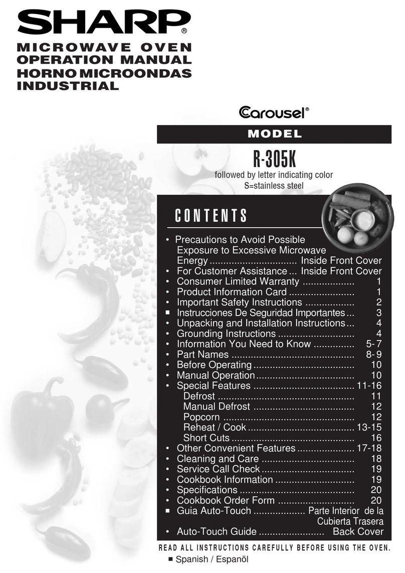 Sharp R305KS - 1100 Watt 1.1 Cubic Feet Mid Size... User manual