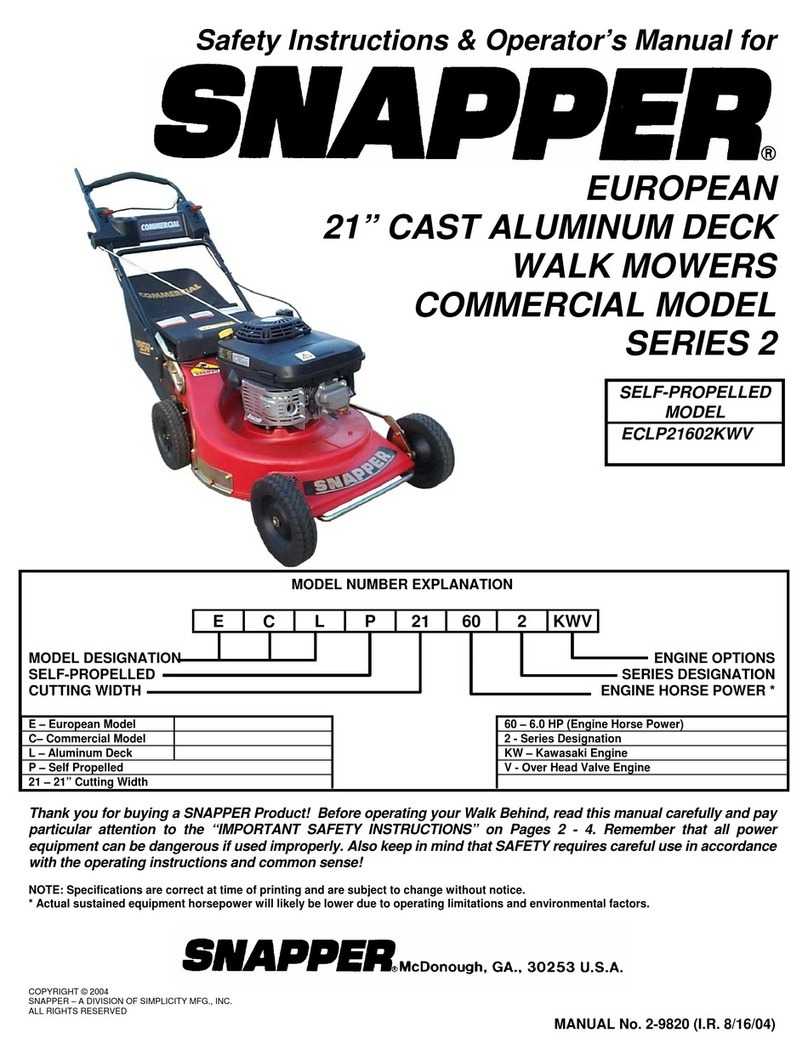 Snapper ECLP21602KWV Operation and maintenance manual