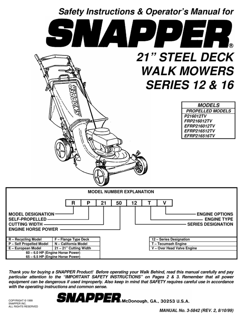 Snapper EFRP216516TV Operation and maintenance manual