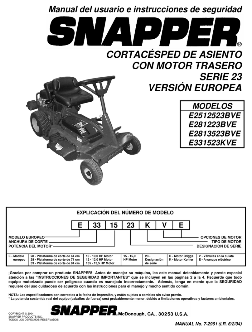 Snapper E2512523BVE, E2812523BVE, E281 User guide Snapper E2512523BVE, E2812523BVE, E281 User guide