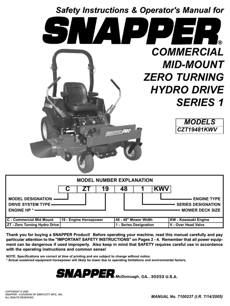 Snapper CZT19481KWV Operation and maintenance manual Snapper CZT19481KWV Operation and maintenance manual