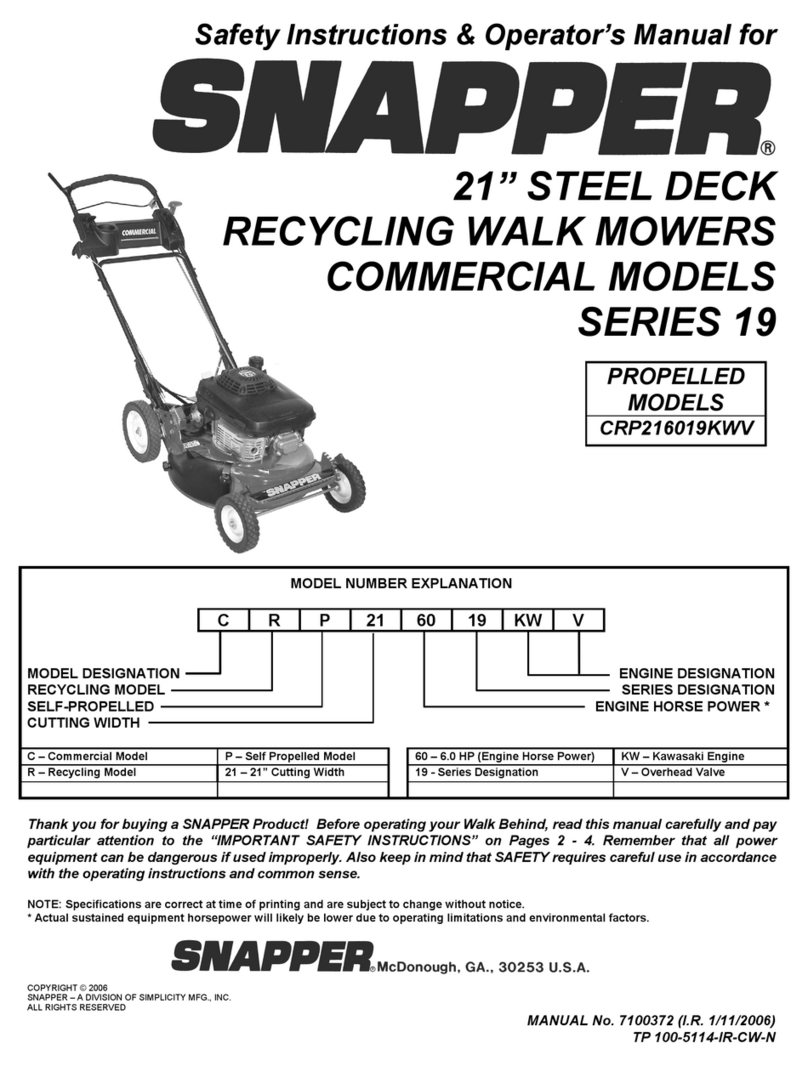 Snapper CRP216019KWV Operation and maintenance manual