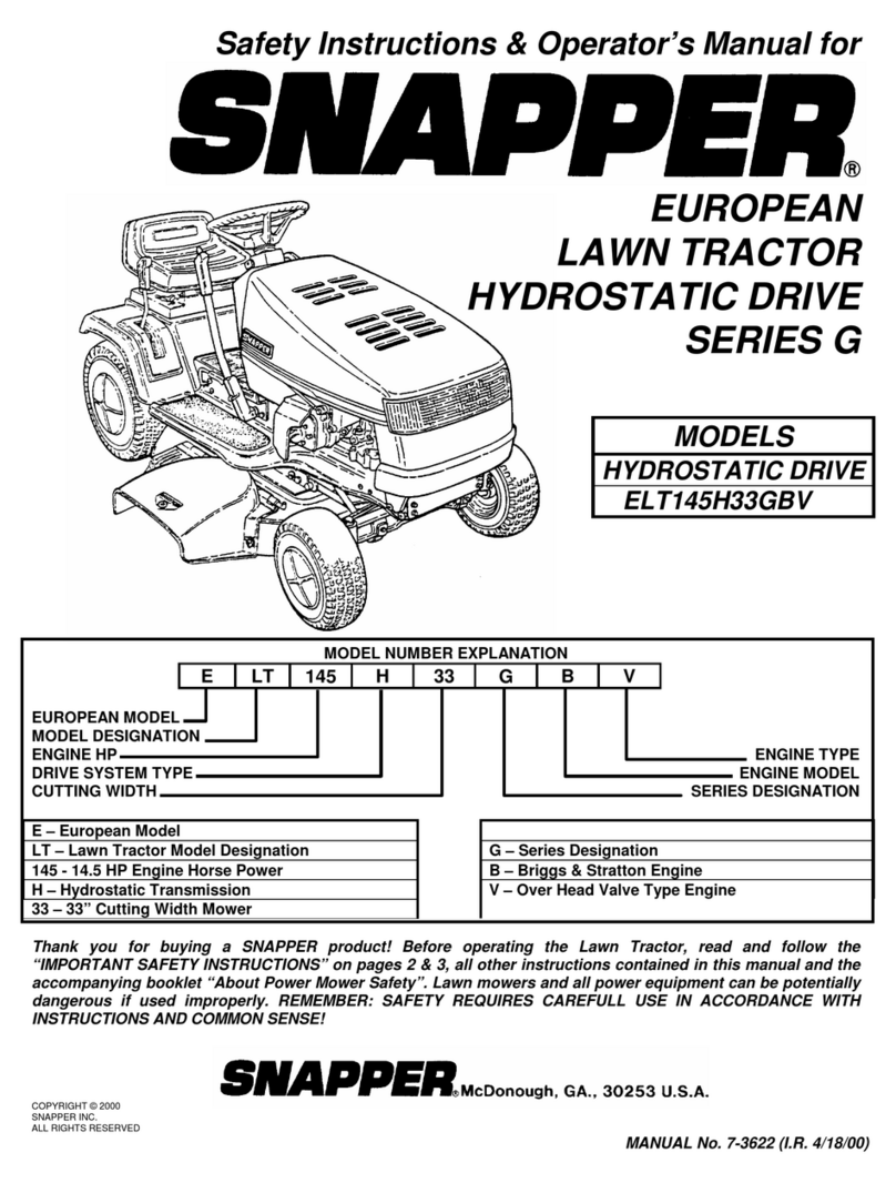 Snapper ELT145H33GBV Operation and maintenance manual