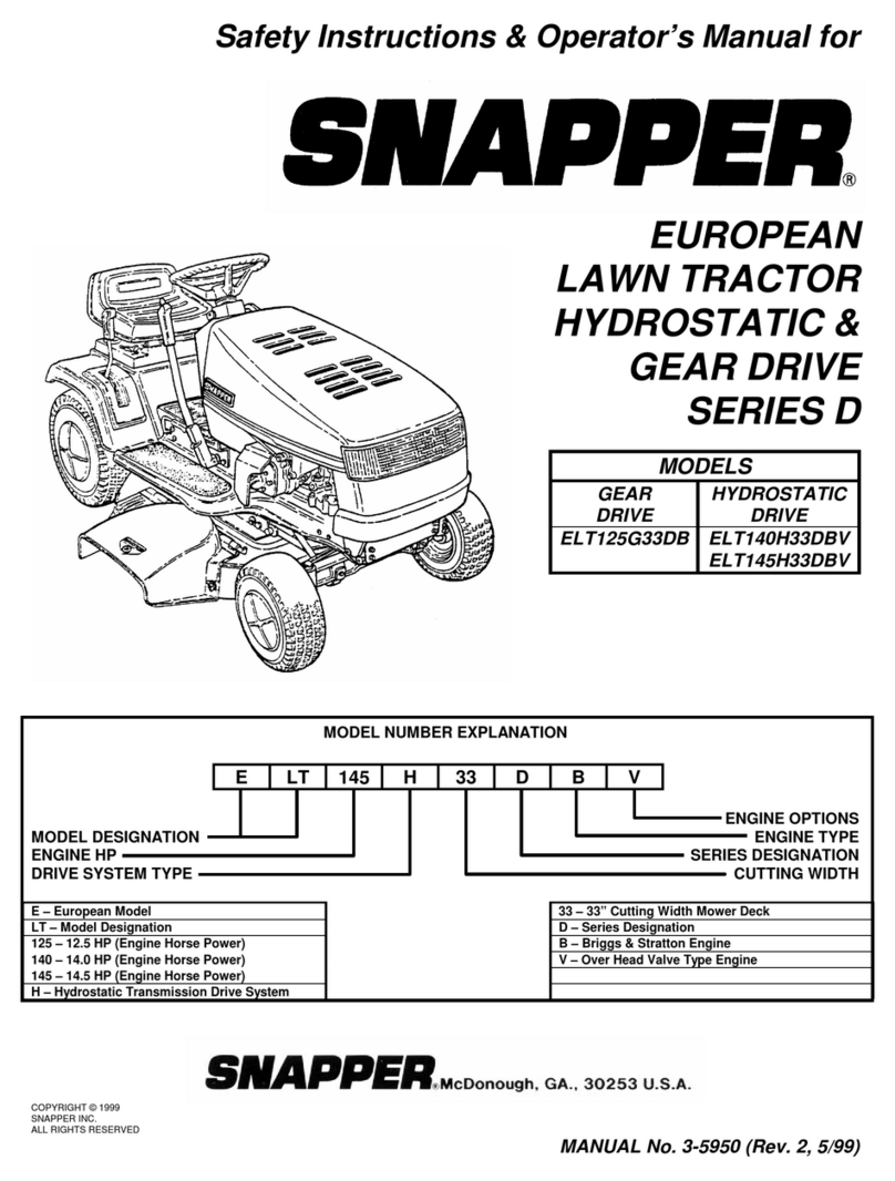 Snapper ELT125G33DB Operation and maintenance manual Snapper ELT125G33DB Operation and maintenance manual