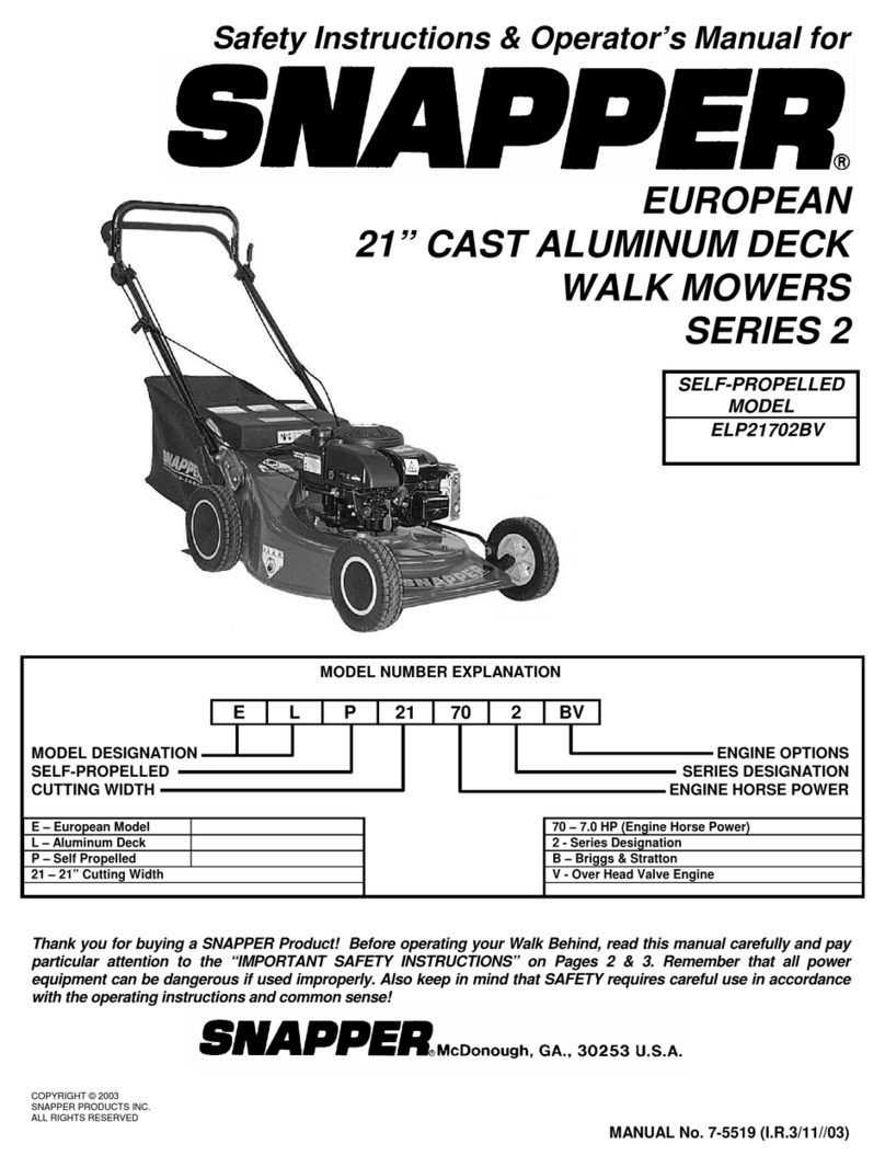 Snapper ELP21702BV Operation and maintenance manual