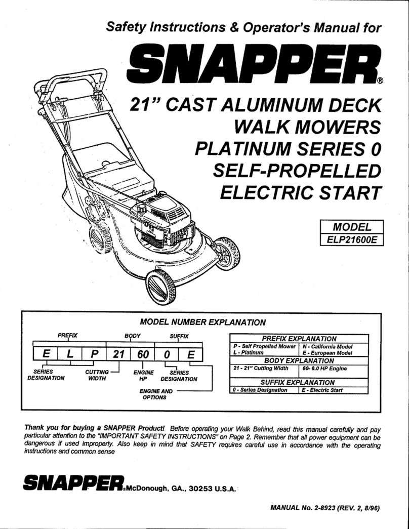 Snapper ELP21600E Safety instructions & operator's manual