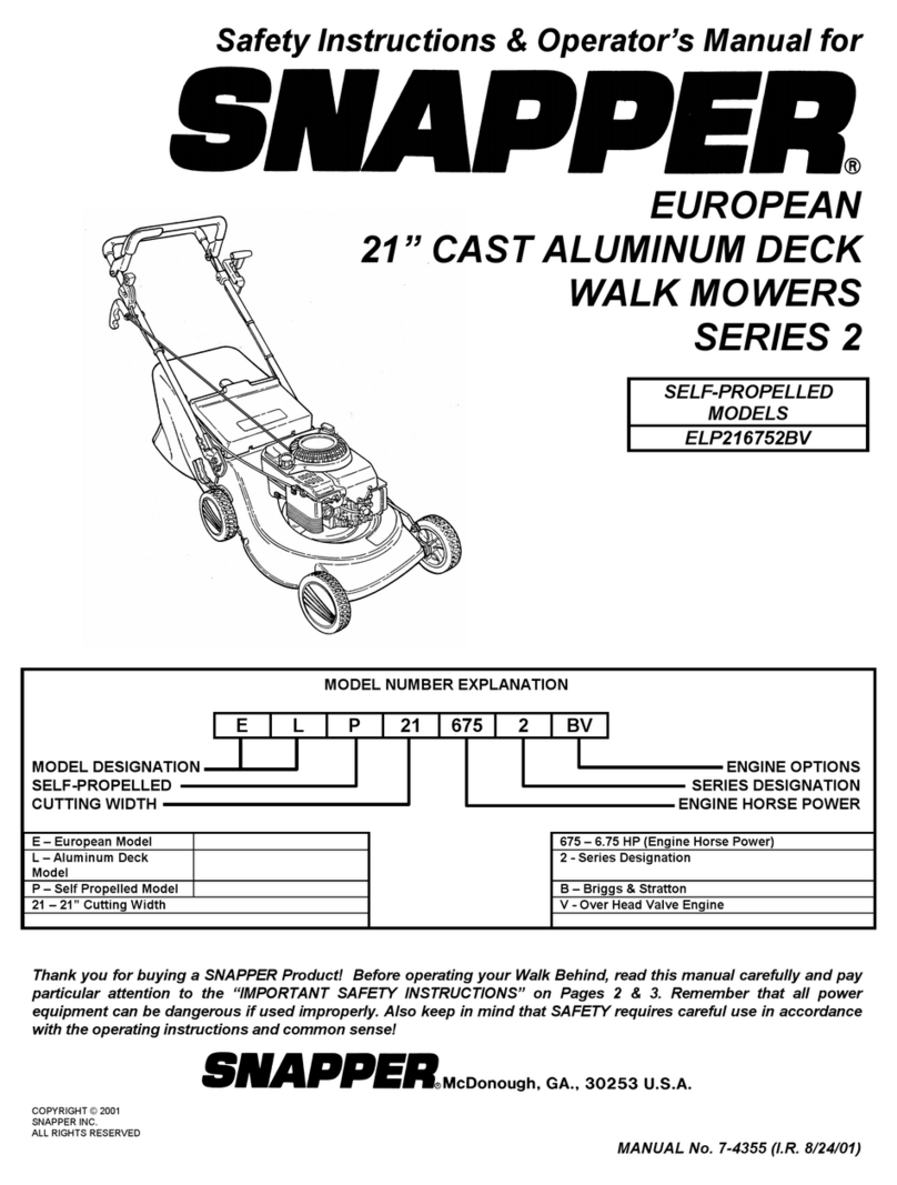 Snapper ELP216752BV Operation and maintenance manual