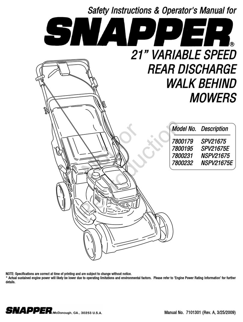 Snapper 7800179 Operation and maintenance manual