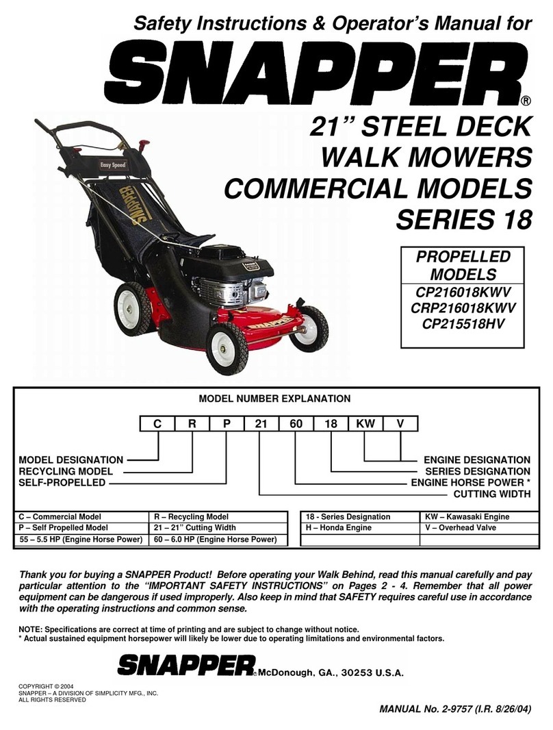 Snapper CP215518HV Safety instructions & operator's manual