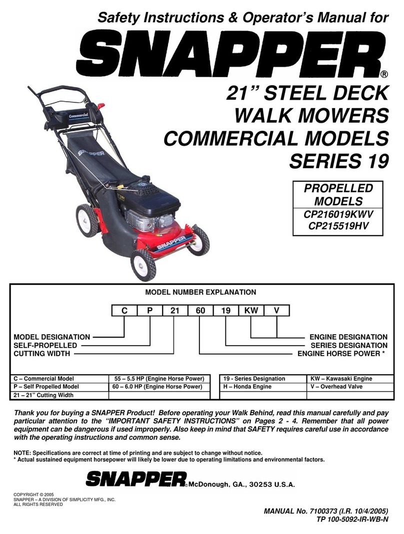 Snapper CP215019KW, CP215519HV Safety instructions & operator's manual