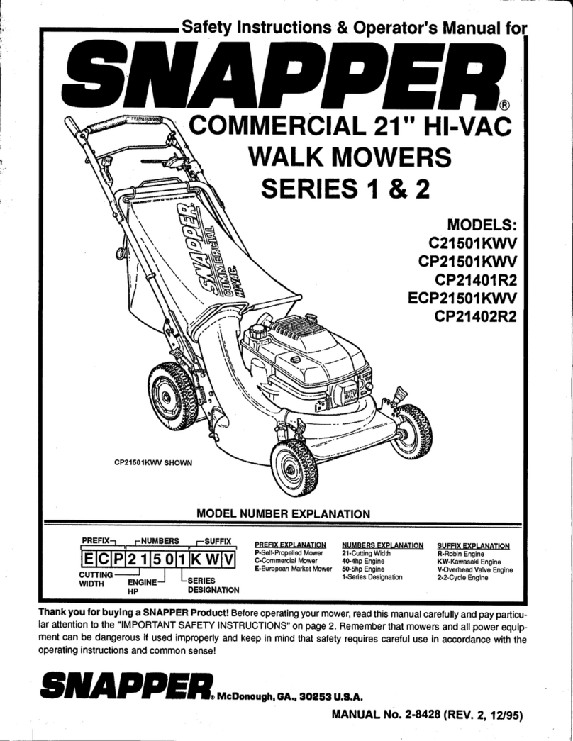 Snapper C21501KWV Safety instructions & operator's manual