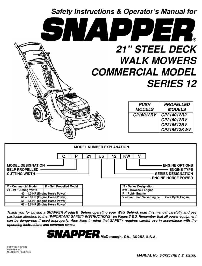 Snapper C216012RV Operation and maintenance manual