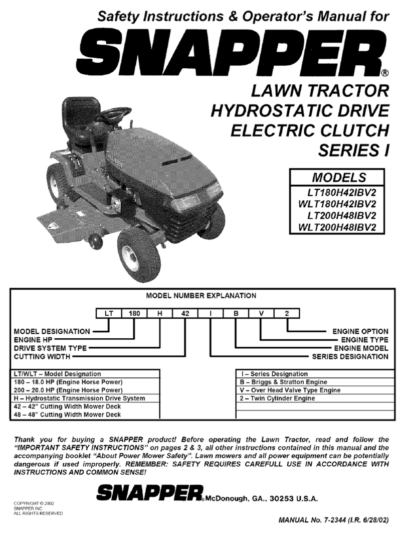 Snapper LT180H421BV2 Operation and maintenance manual Snapper LT180H421BV2 Operation and maintenance manual