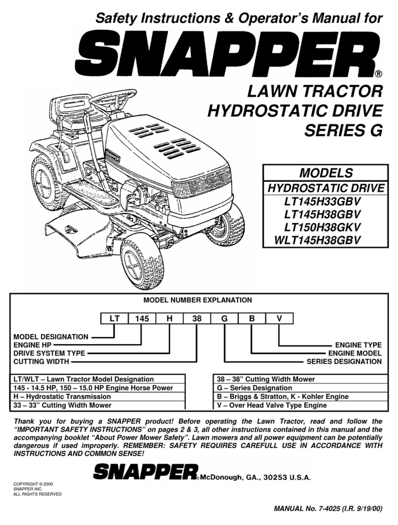 Snapper LT145H38GBV Safety instructions & operator's manual