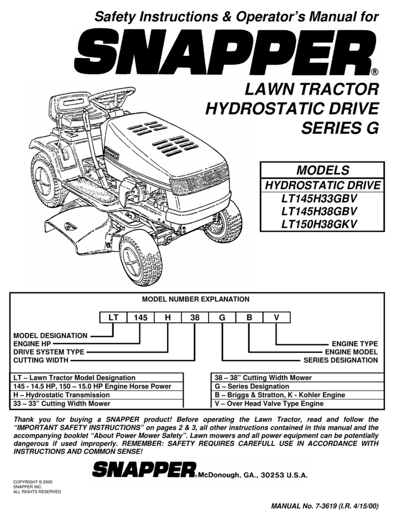 Snapper LT145H33GBV Operation and maintenance manual Snapper LT145H33GBV Operation and maintenance manual