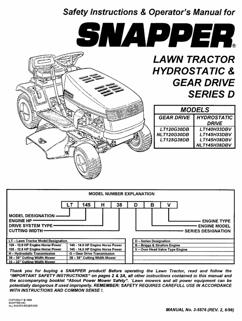 Snapper LT145H33DBV Operation and maintenance manual