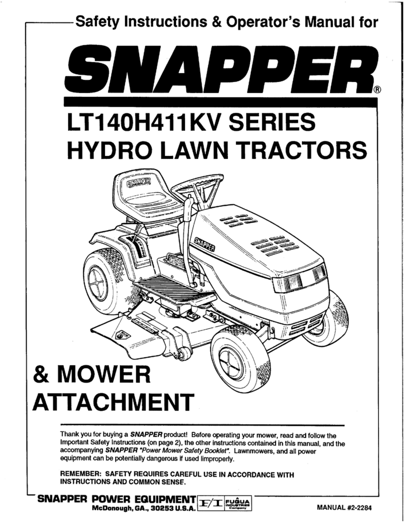 Snapper LT140H411KV Series Operation and maintenance manual