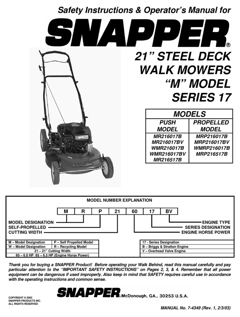 Snapper MR216017B Operation and maintenance manual