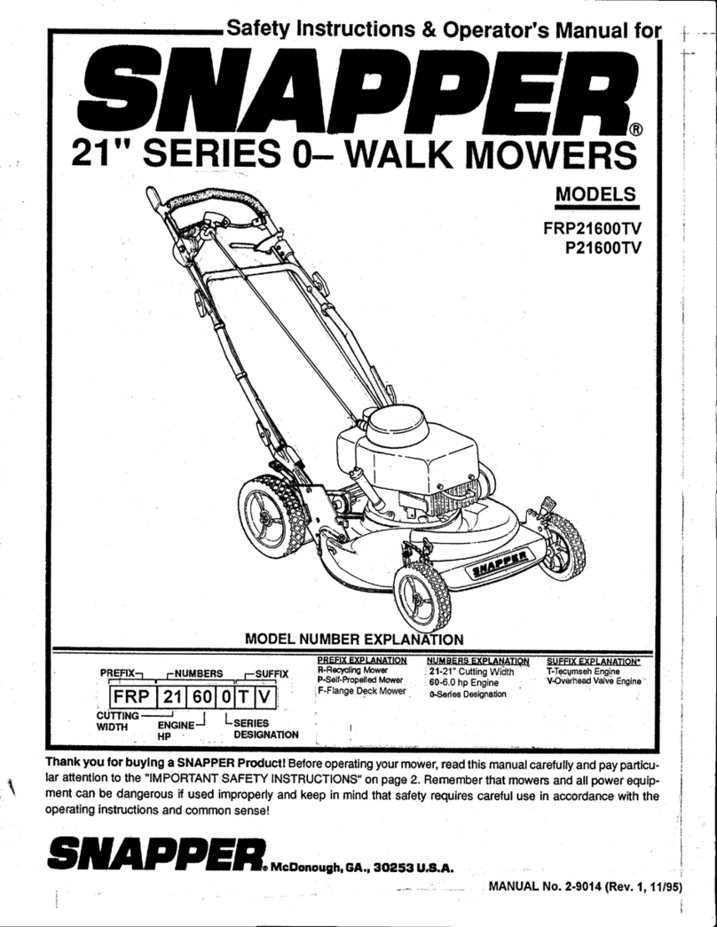 Snapper FRP21600TV Operation and maintenance manual