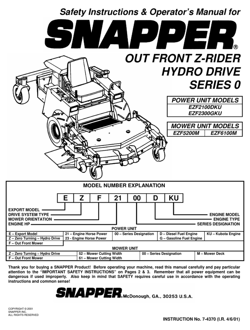 Snapper EZF2100DKU, EZF2300GKU, EZF520 Operation and maintenance manual