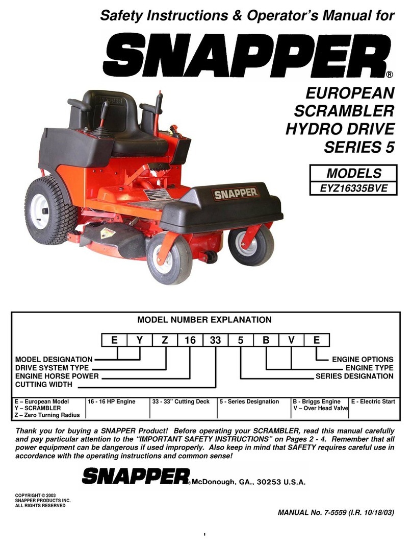 Snapper EYZ16335BVE Operation and maintenance manual
