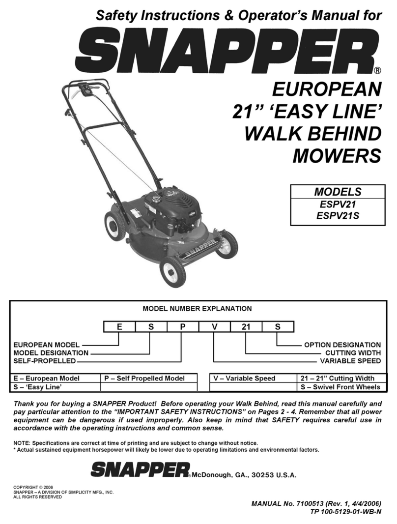 Snapper Easy Line ESPV21 Operation and maintenance manual