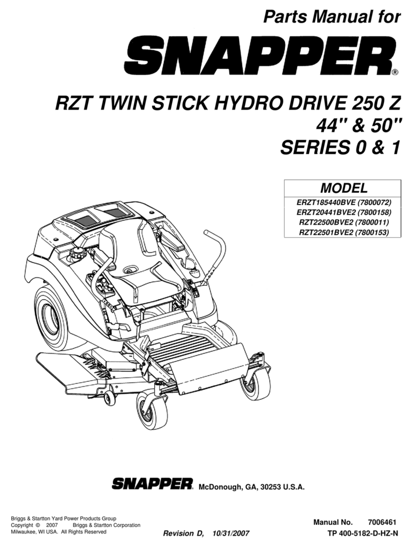 Snapper ERZT185440BVE, ERZT20441BVE2, RZT22500BVE2,... User manual