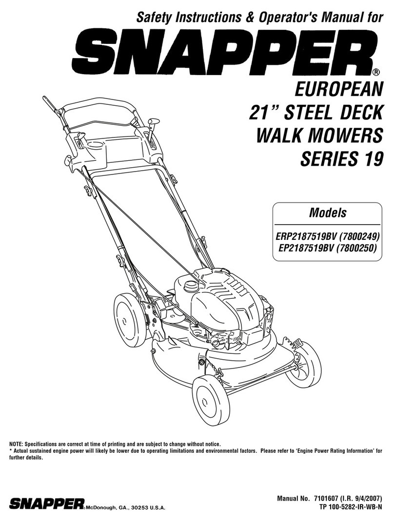 Snapper ERP2187519BV, EP2187519BV Operation and maintenance manual Snapper ERP2187519BV, EP2187519BV Operation and maintenance manual
