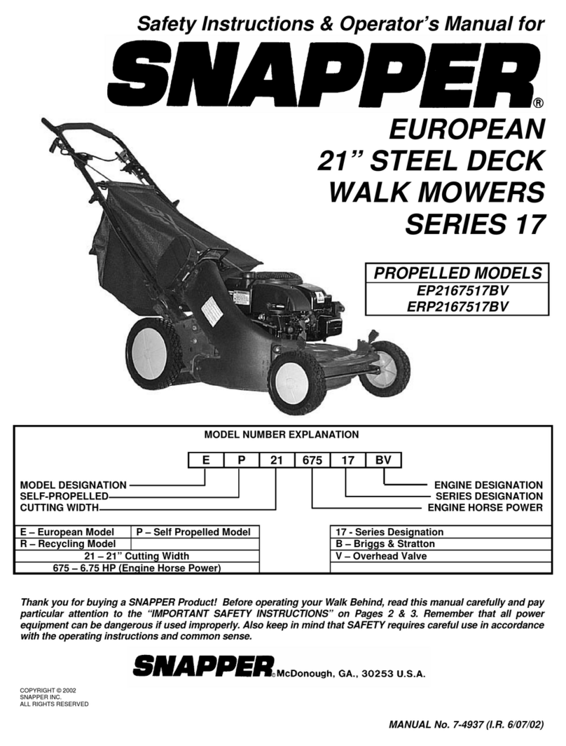 Snapper EP2167517BV, ERP2167517BV Operation and maintenance manual