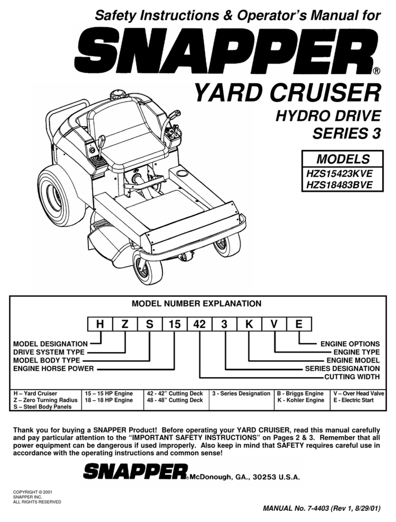 Snapper Yard Cruiser HZS15423KVE Operation and maintenance manual