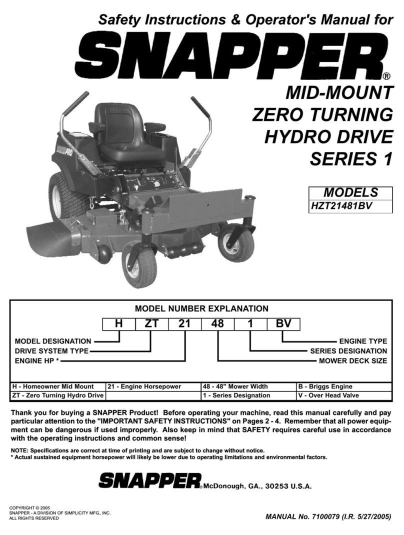 Snapper HZT21481BV Operation and maintenance manual