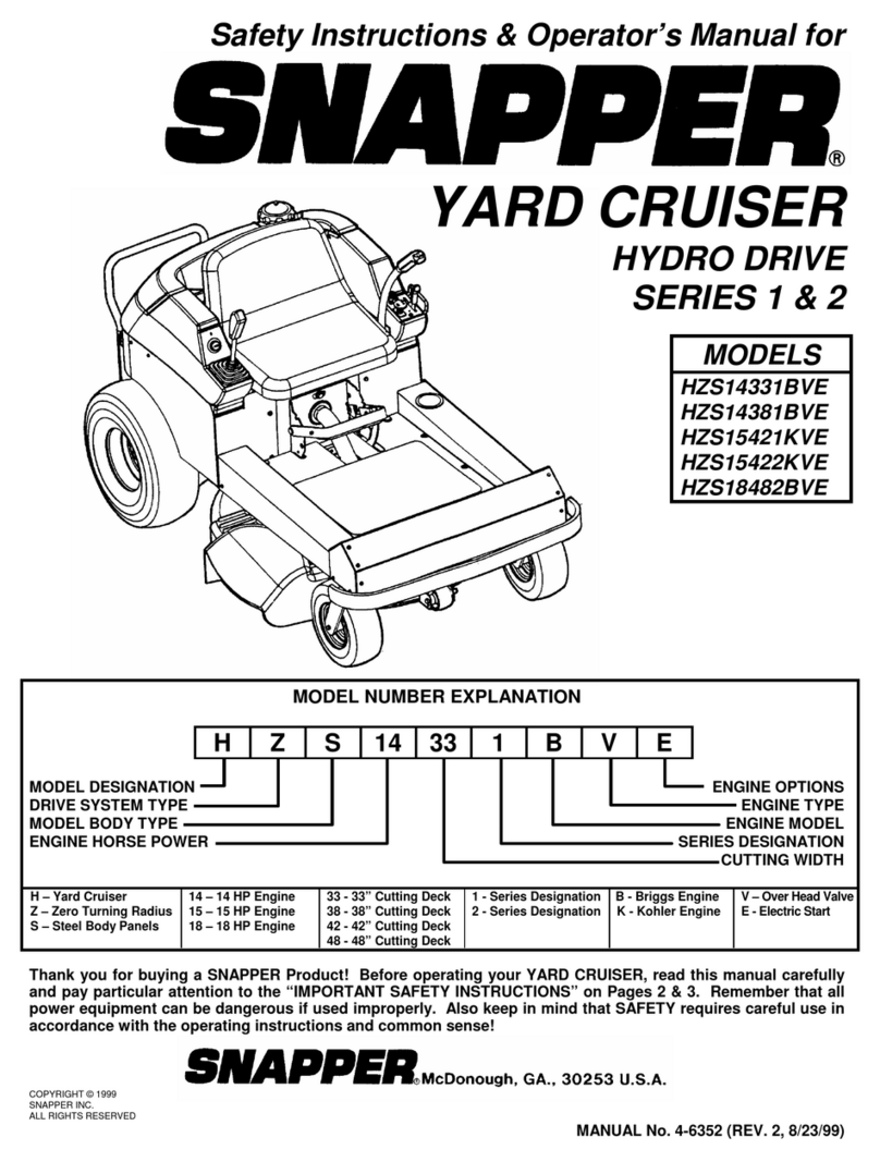 Snapper YARD CRUISER HZS14331BVE Operation and maintenance manual